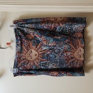 SHEIN EZwear Abstract Print Lettuce Trim Mesh Skirt